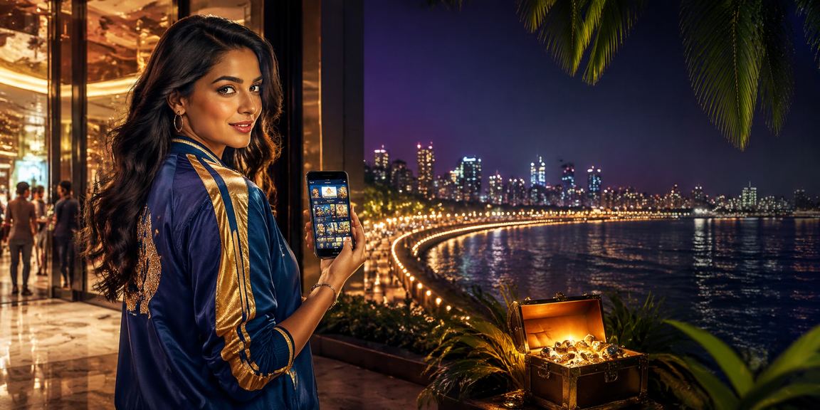 Mumbai Marine Drive cricket betting beach scene with mobile user