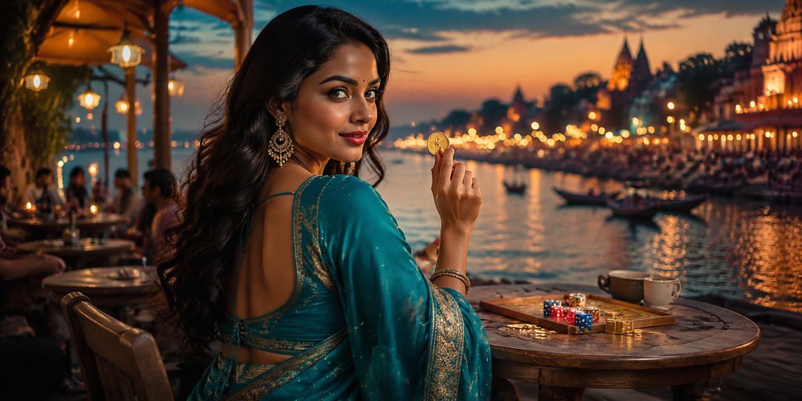 Players enjoying traditional dice and card games near Varanasi ghats